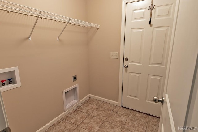 washroom featuring light tile patterned flooring, electric dryer hookup, and washer hookup