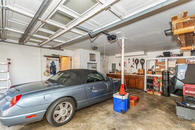 garage with a garage door opener