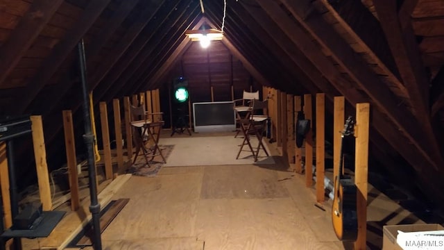 view of unfinished attic