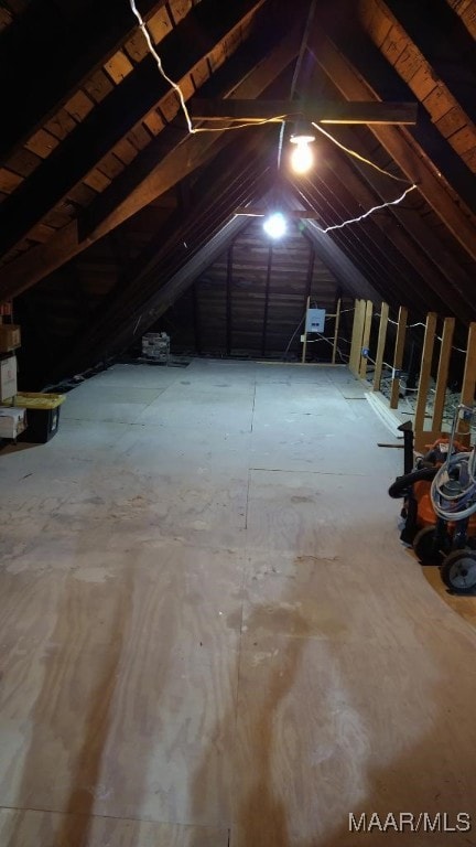 view of unfinished attic