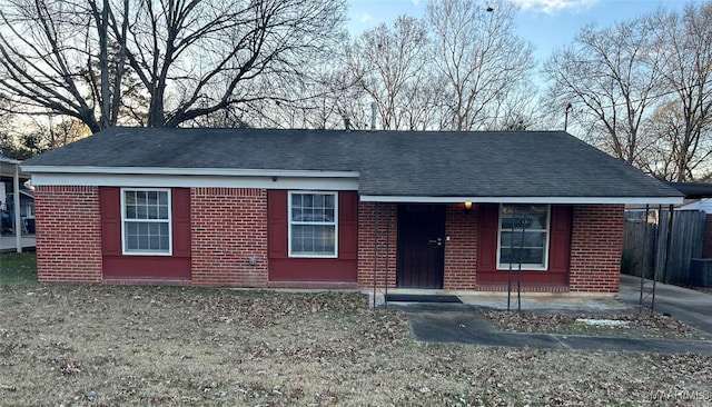 view of front of property with central air condition unit