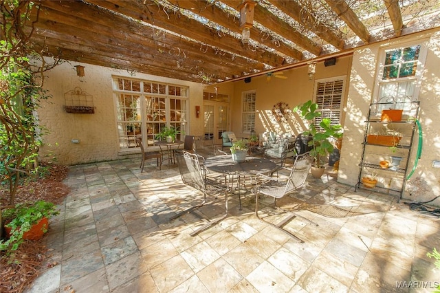 view of patio featuring a pergola