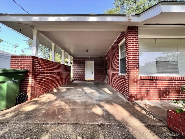 exterior space featuring a carport