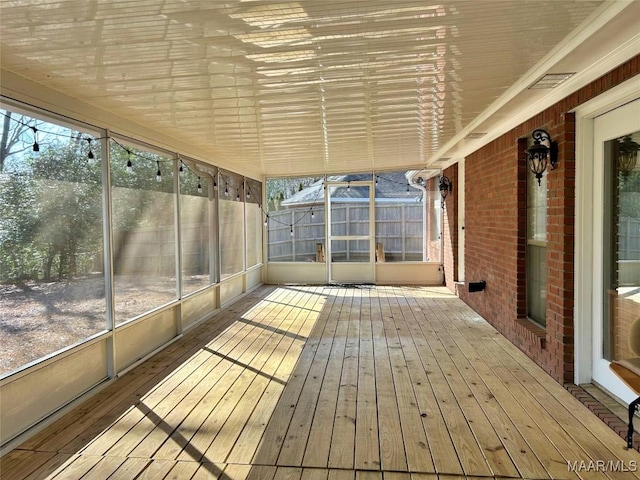 view of unfurnished sunroom