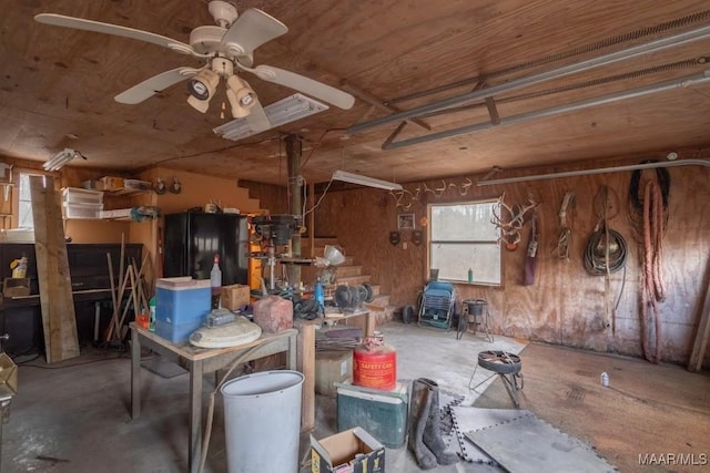 misc room with ceiling fan