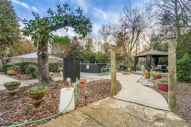 view of yard with a gazebo and a patio area