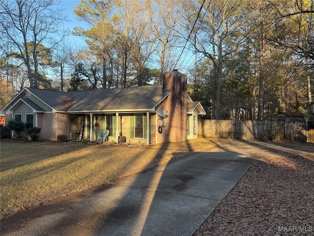 view of single story home