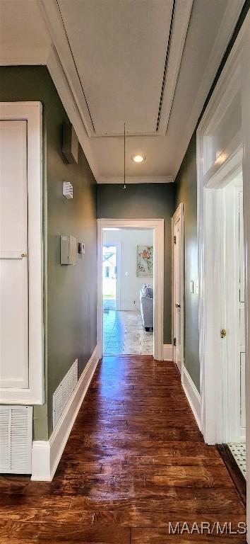 hallway featuring wood-type flooring