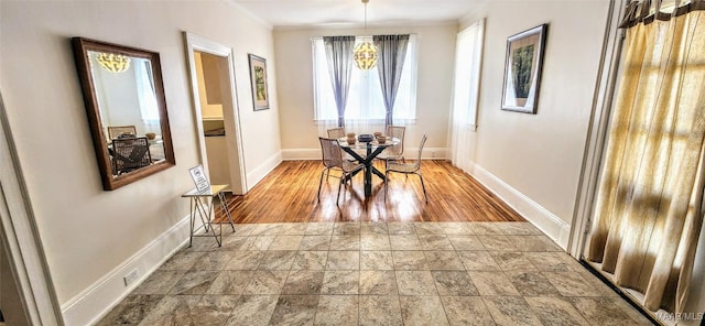 hallway with crown molding