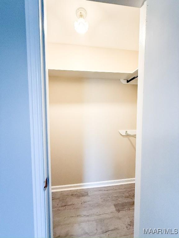 walk in closet featuring light hardwood / wood-style flooring