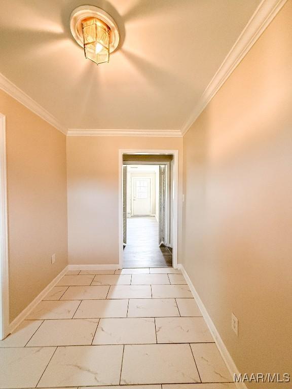 hallway with crown molding