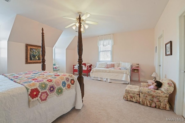 bedroom with carpet and ceiling fan