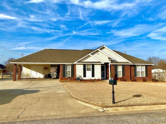 single story home with a carport