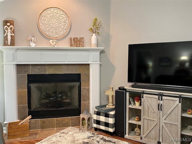 interior space featuring a fireplace