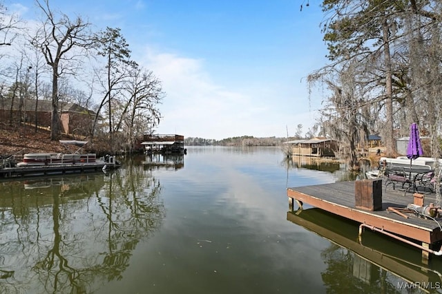 view of dock featuring a water view