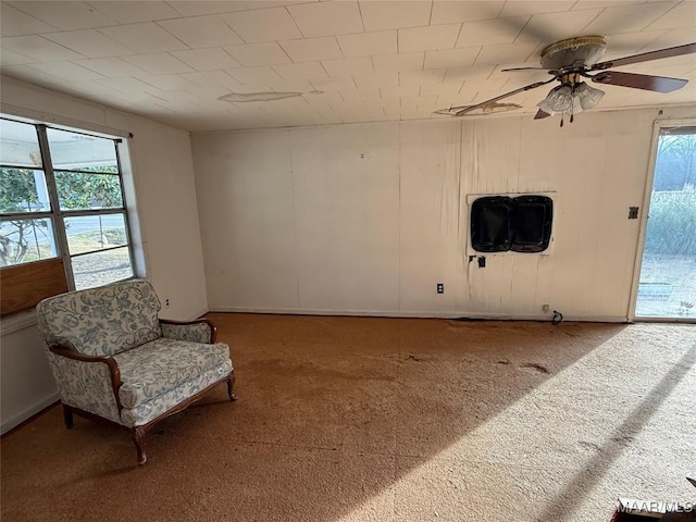 sitting room with carpet floors