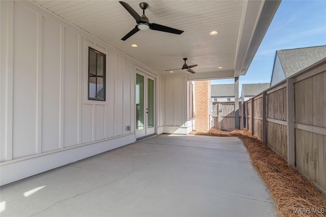 view of patio / terrace featuring ceiling fan