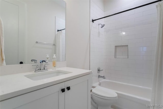 full bathroom featuring vanity, toilet, and shower / bath combo with shower curtain