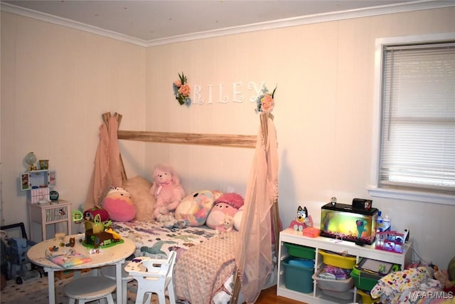 bedroom featuring crown molding