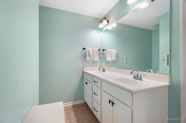 bathroom featuring vanity and tile patterned flooring