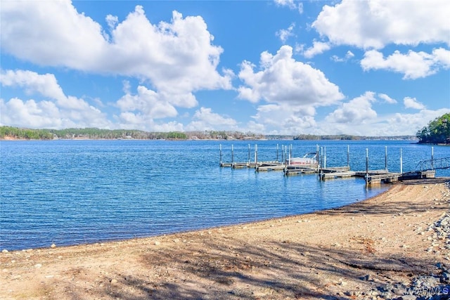 dock area featuring a water view