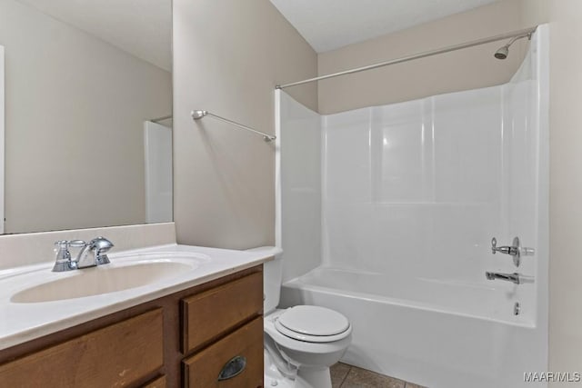 full bathroom with tile patterned flooring, vanity, toilet, and shower / bathing tub combination