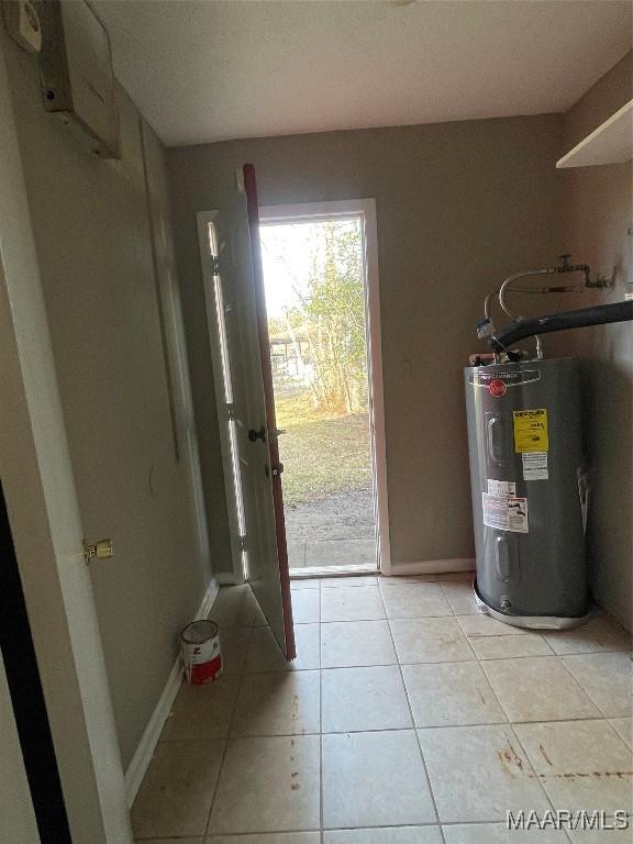 utility room with water heater