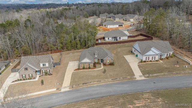 aerial view with a wooded view