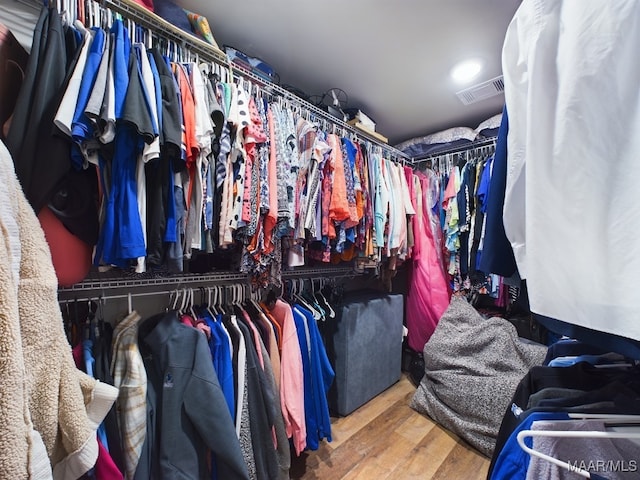 walk in closet featuring hardwood / wood-style flooring