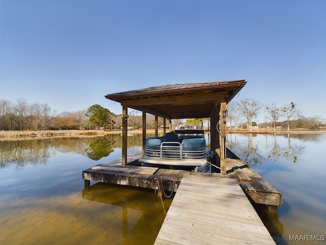 dock area featuring a water view