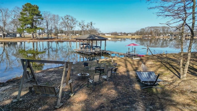 view of dock featuring a water view