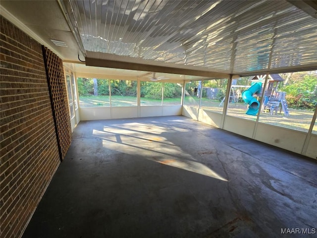 view of unfurnished sunroom