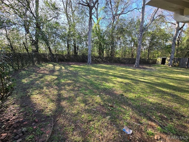 view of yard featuring a fenced backyard