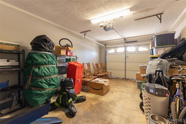 garage with a garage door opener