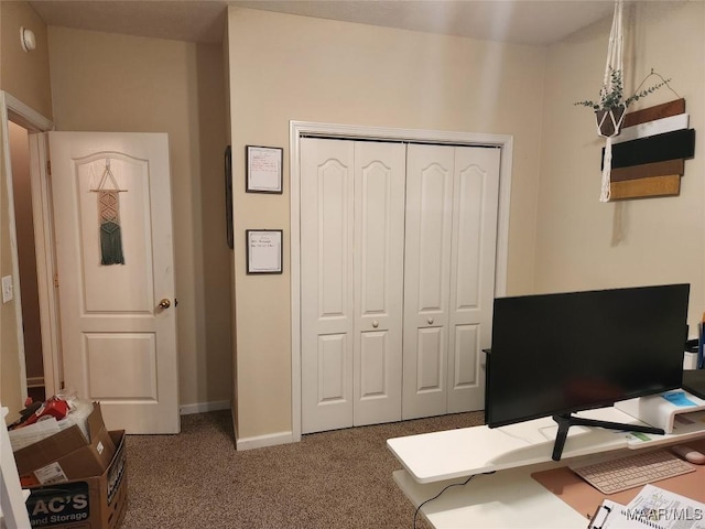 view of carpeted home office