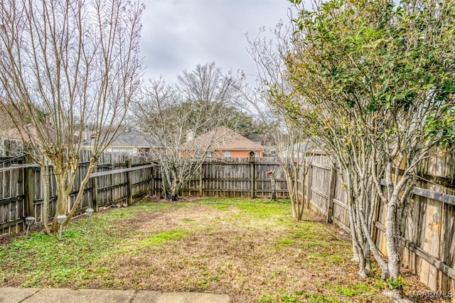 view of yard featuring a fenced backyard