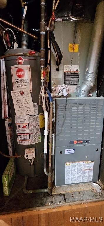 utility room with gas water heater