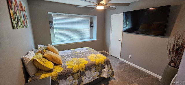 bedroom featuring ceiling fan