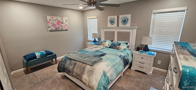 bedroom featuring ceiling fan