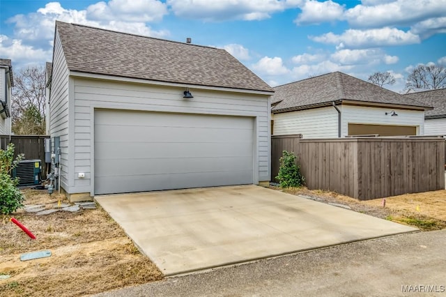 garage with central air condition unit