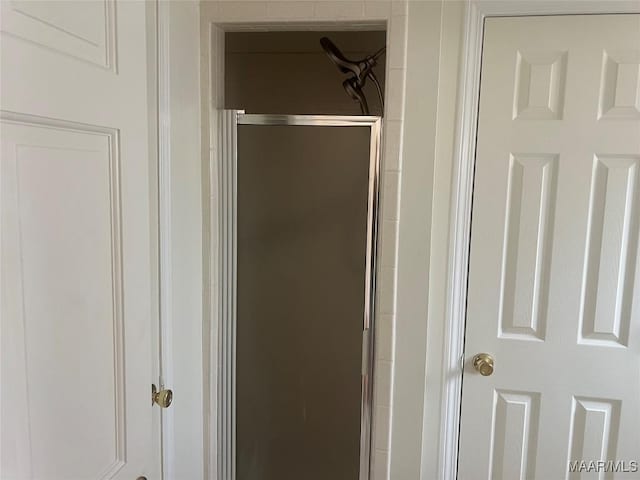 bathroom featuring a stall shower