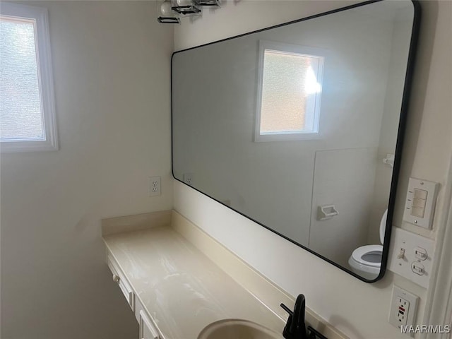 bathroom featuring a wealth of natural light and vanity