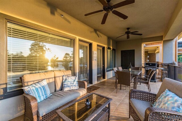 view of patio / terrace featuring outdoor lounge area and ceiling fan