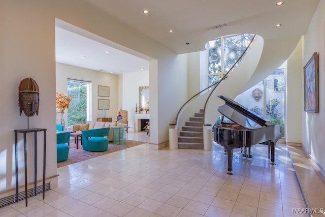 interior space with light tile patterned floors