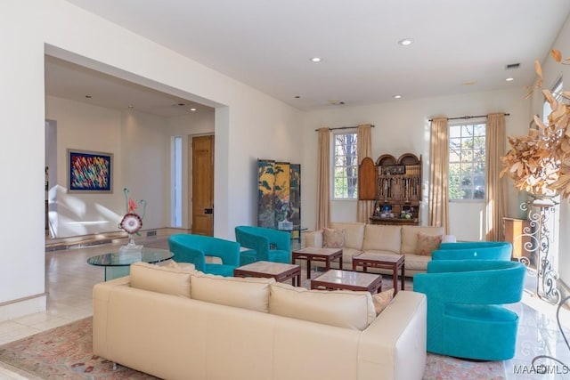 view of tiled living room