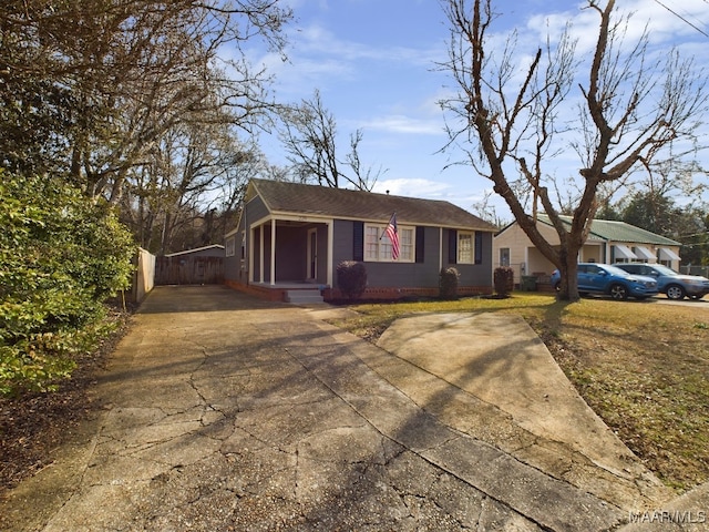 view of single story home