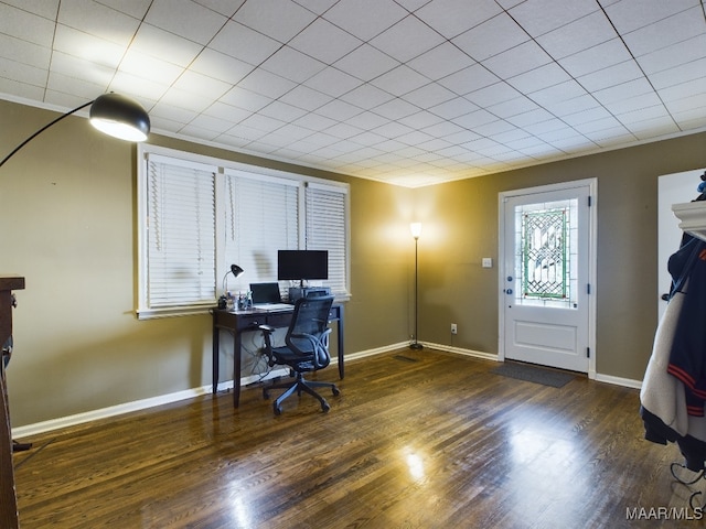 office featuring dark wood-type flooring