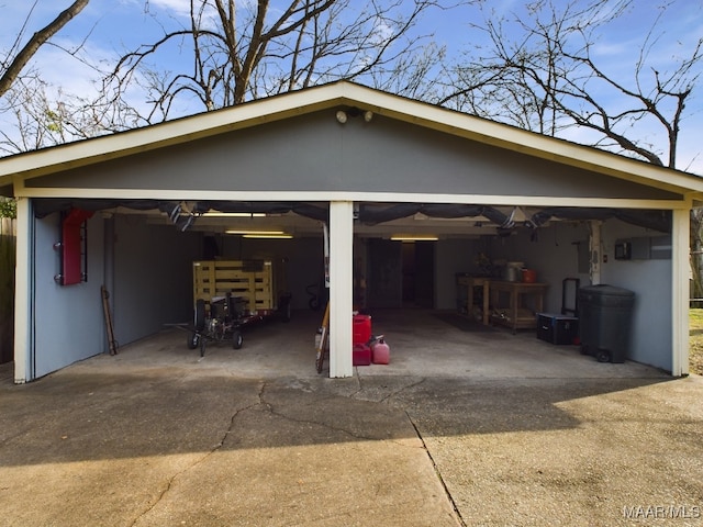 view of garage