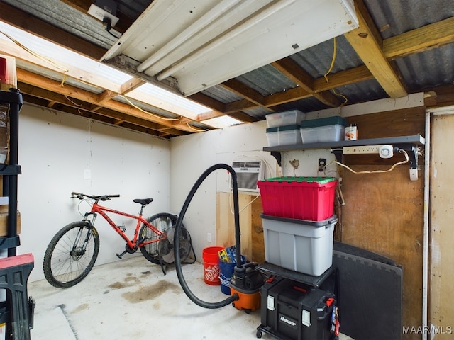 storage area with an AC wall unit