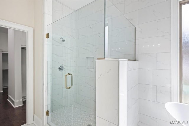 bathroom with independent shower and bath